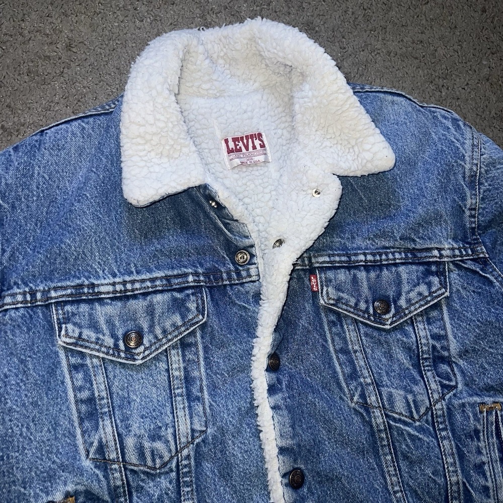 Vintage‎ Levi's 70608 0216 Sherpa Trucker Denim Jacket USA 38R M
